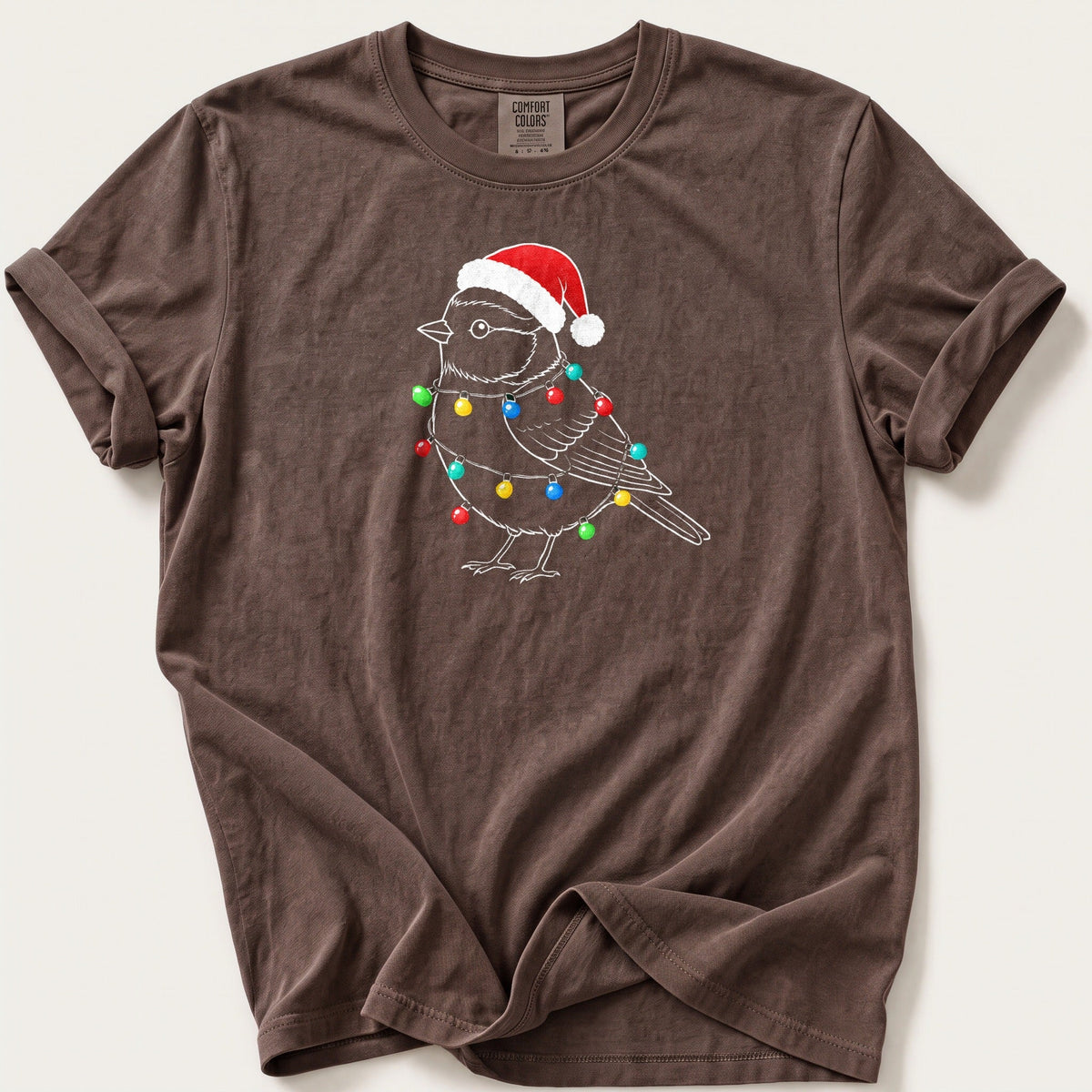 Fairy Light Blue Tit Outline — Espresso Comfort Colors tee
