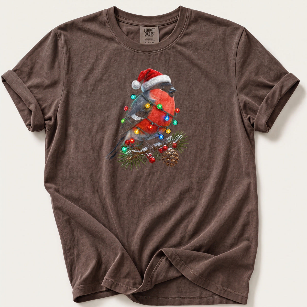 Fairy Light Bullfinch — Espresso Comfort Colors tee