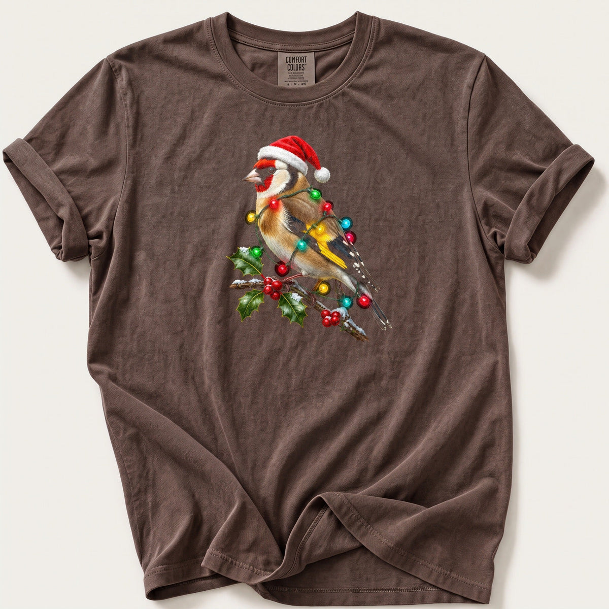 Fairy Light Goldfinch — Espresso Comfort Colors tee