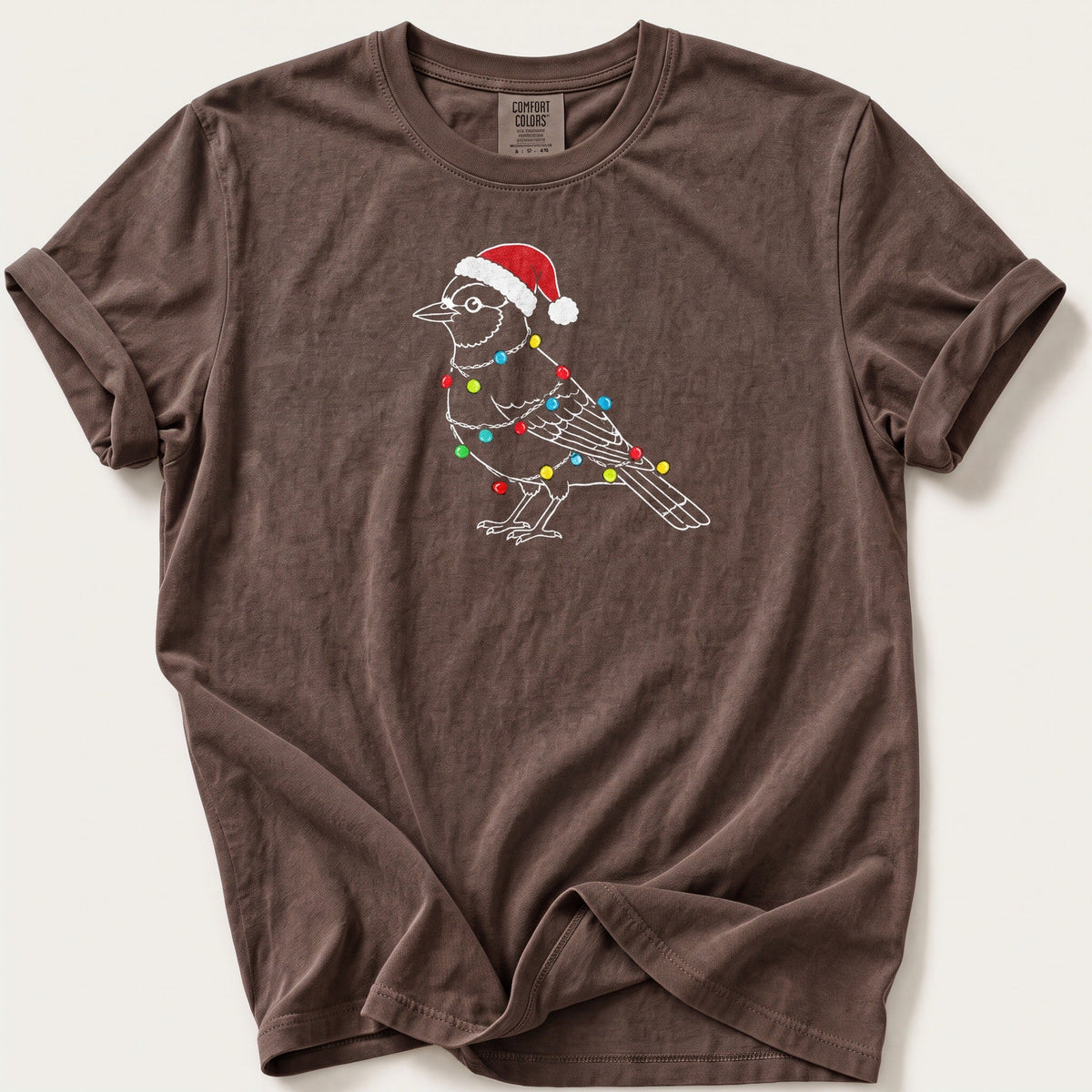 Fairy Light Jay Outline — Espresso Comfort Colors tee