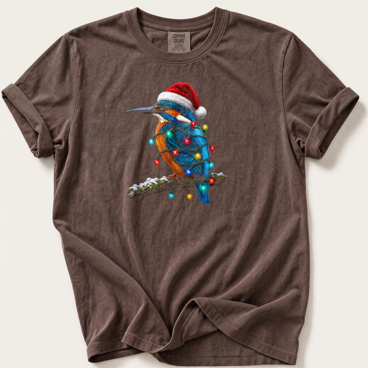 Fairy Light Kingfisher — Espresso Comfort Colors tee