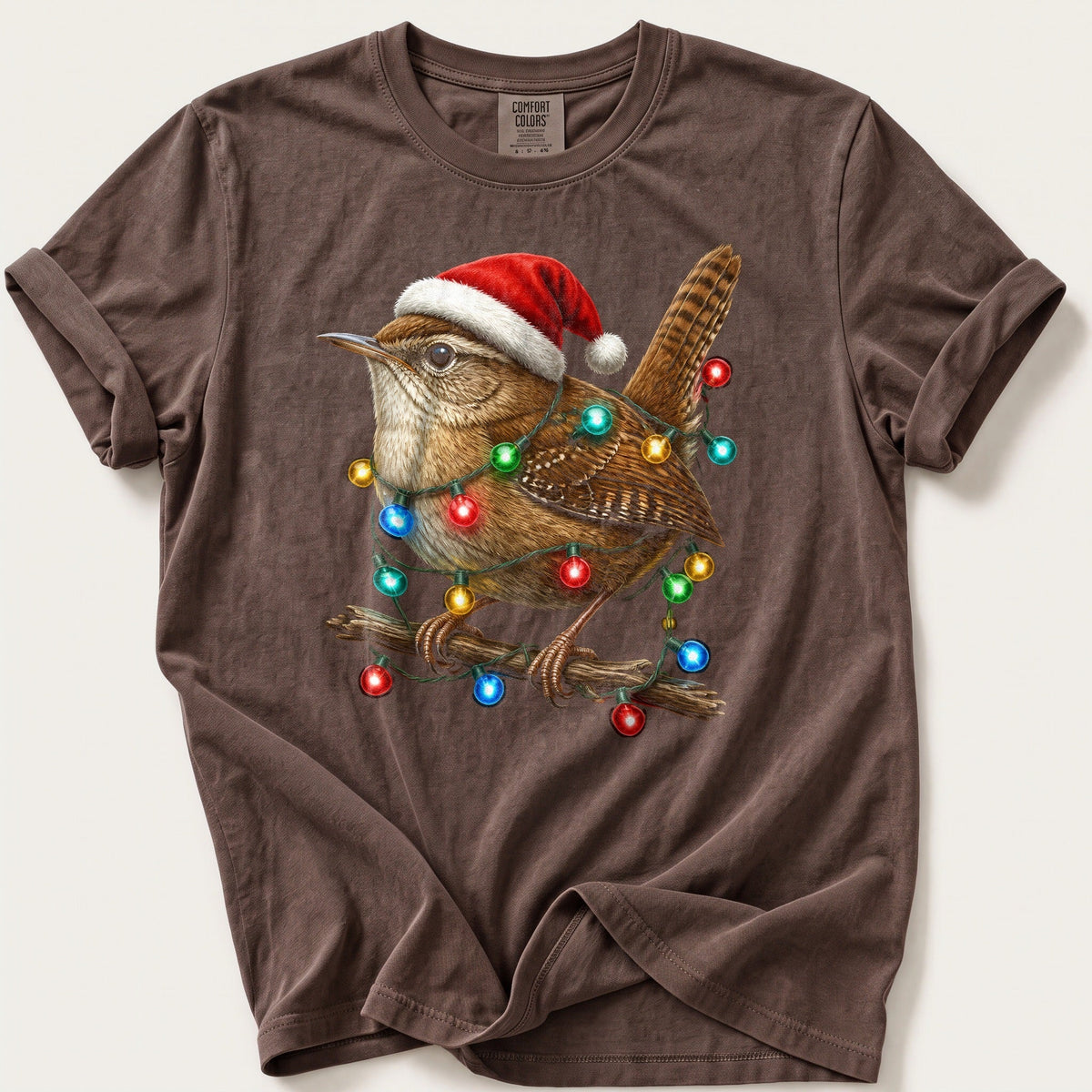 Fairy Light Wren — Espresso Comfort Colors tee
