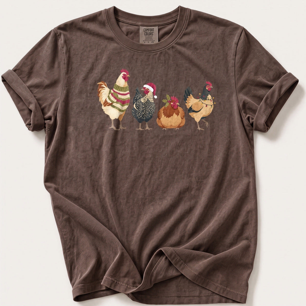 Festive Hen Line Up — Espresso Comfort Colors tee