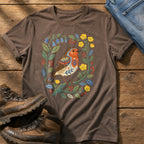Folk Style Robin — Espresso Comfort Colors tee