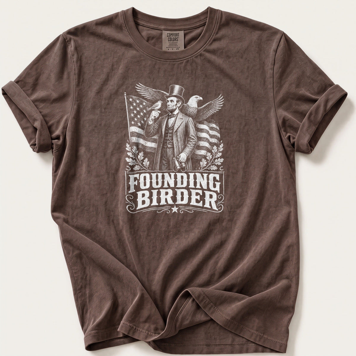Founding Birder — Espresso Comfort Colors tee