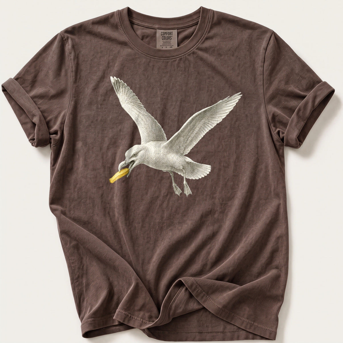 Gull With A Chip — Espresso Comfort Colors tee