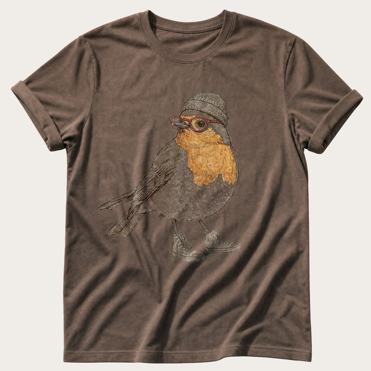 Hipster Robin 12 — Espresso Comfort Colors tee