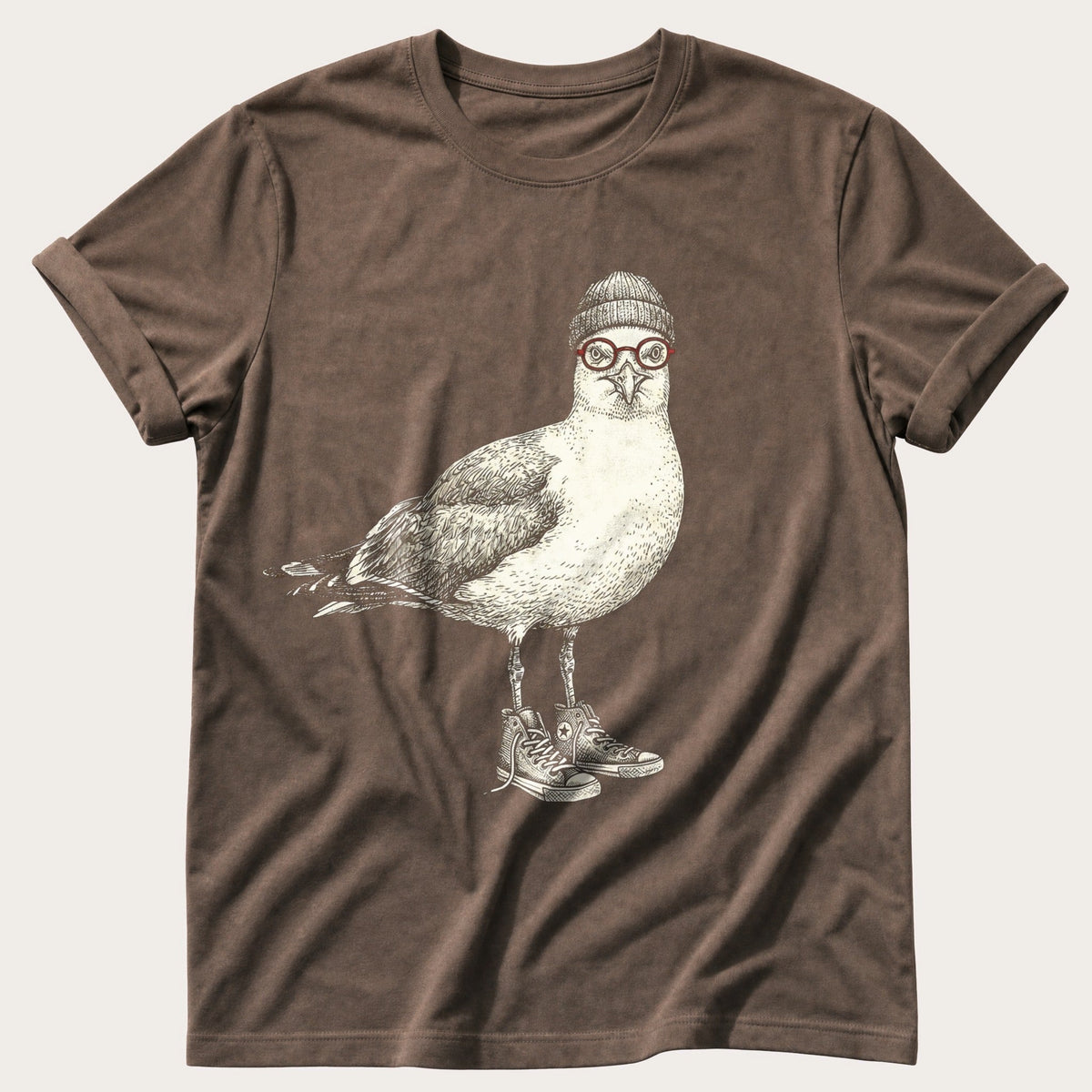 Hipster Seagull — Espresso Comfort Colors tee