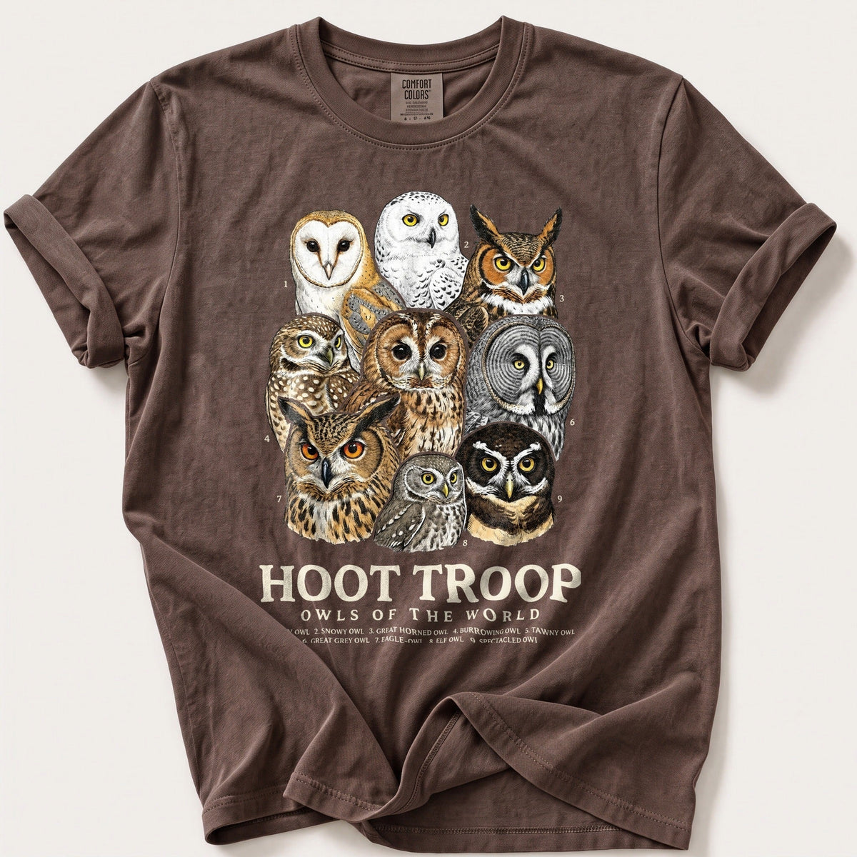 Hoot Troop — Espresso Comfort Colors tee