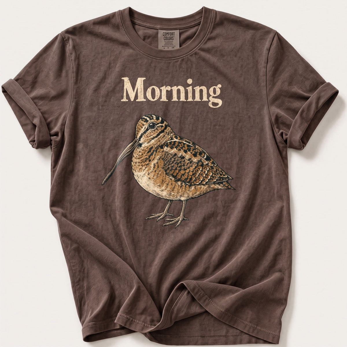 Morning Woodcock — Espresso Comfort Colors tee