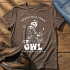 Night Rider Owl — Espresso Comfort Colors tee