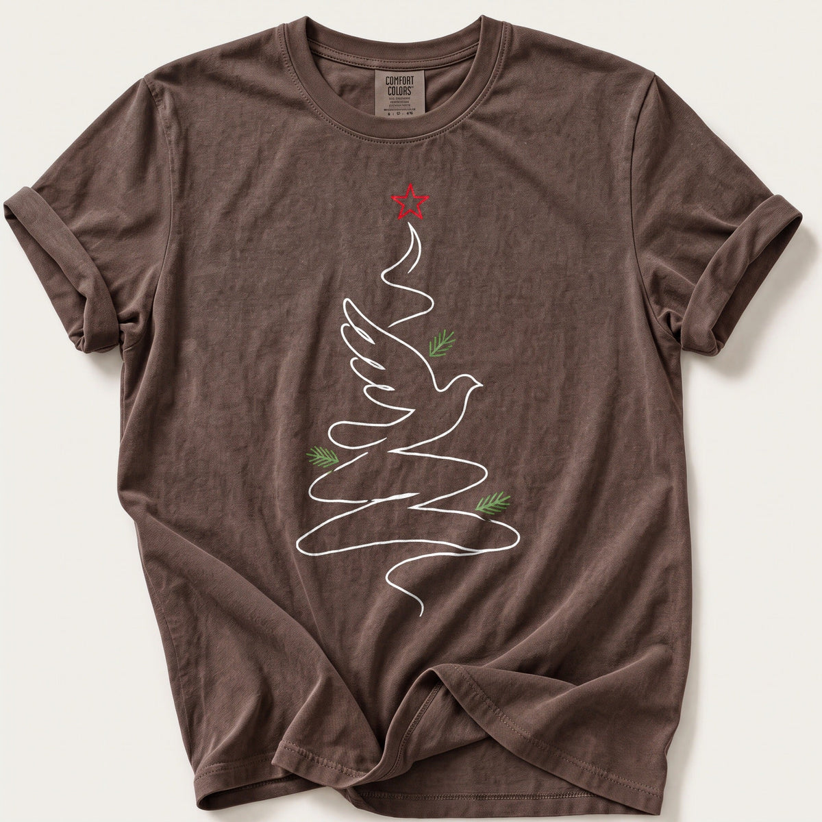 One Line Dove Tree — Espresso Comfort Colors tee