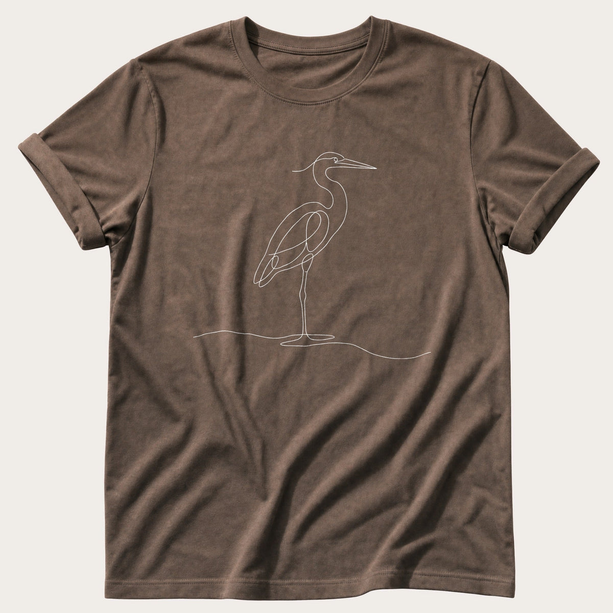 One Line Heron — Espresso Comfort Colors tee
