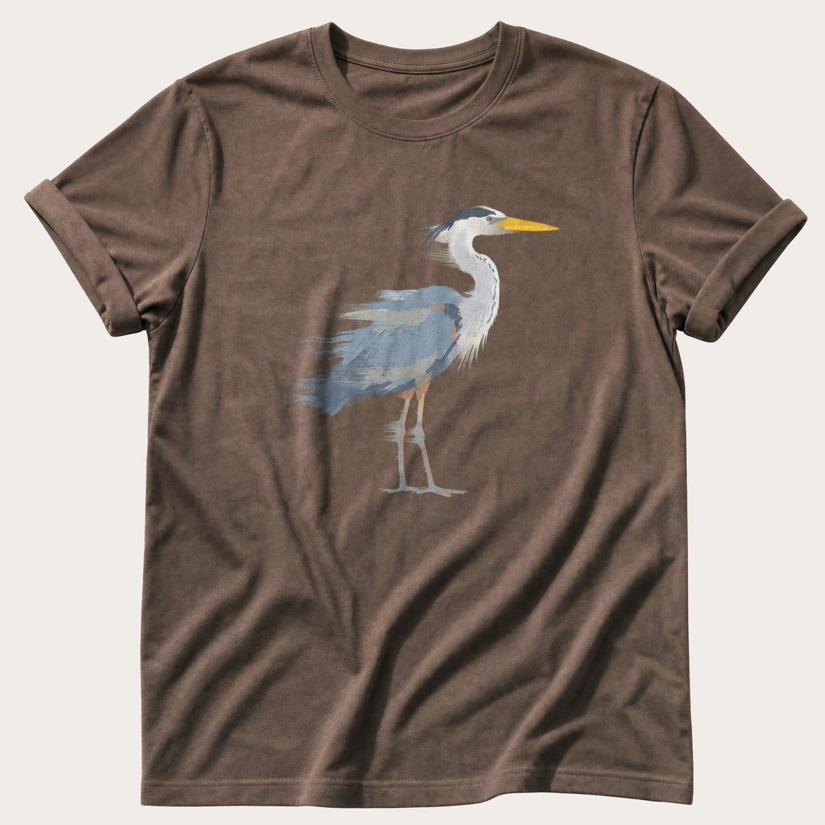 Painted Heron — Espresso Comfort Colors tee