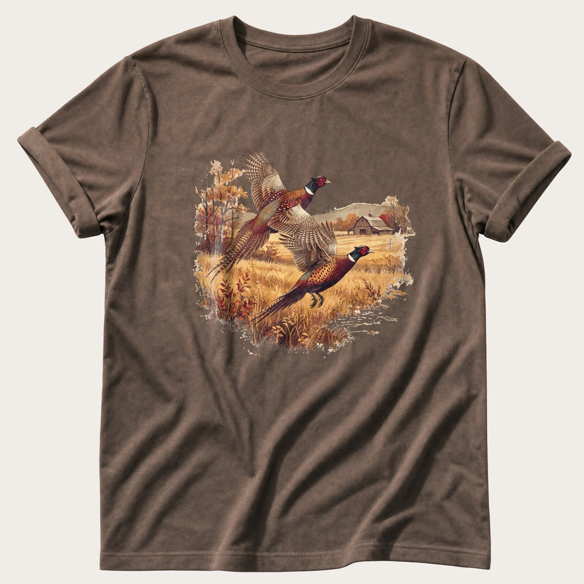 Pheasants Over The Farm — Espresso Comfort Colors tee