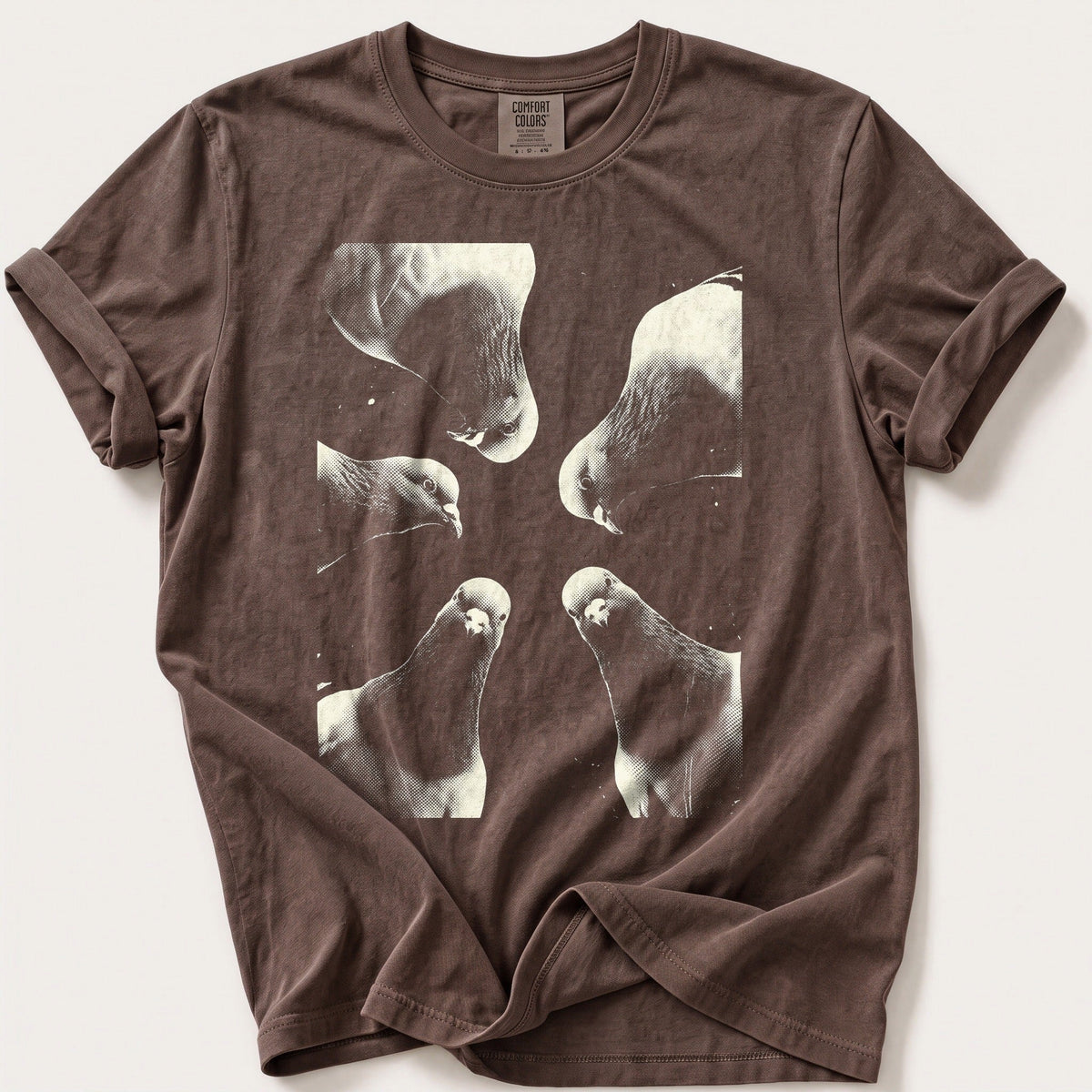 Pigeon Flock 7 — Espresso Comfort Colors tee