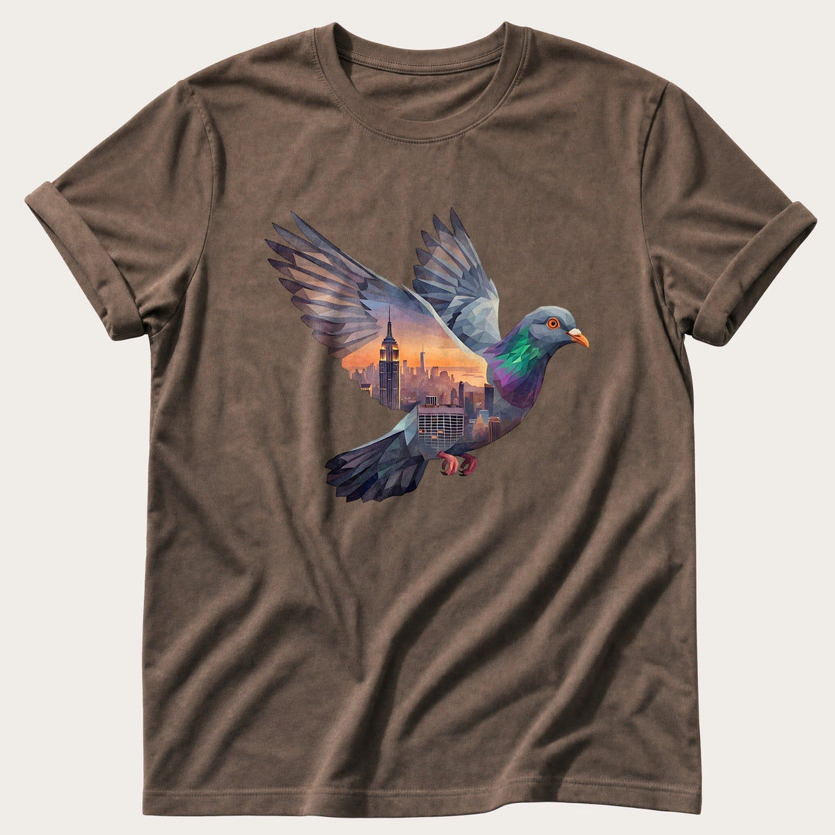 Pigeon Skyline — Espresso Comfort Colors tee