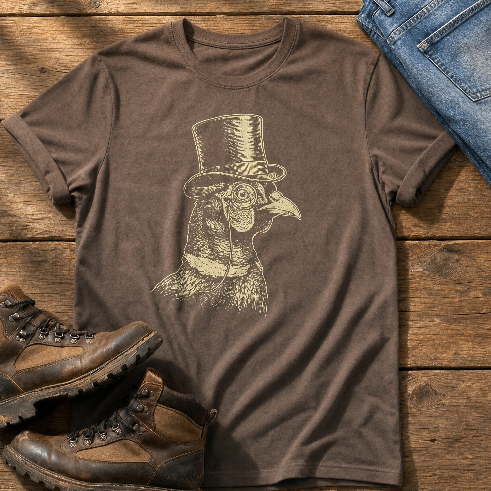 Posh Pheasant 8 — Espresso Comfort Colors tee