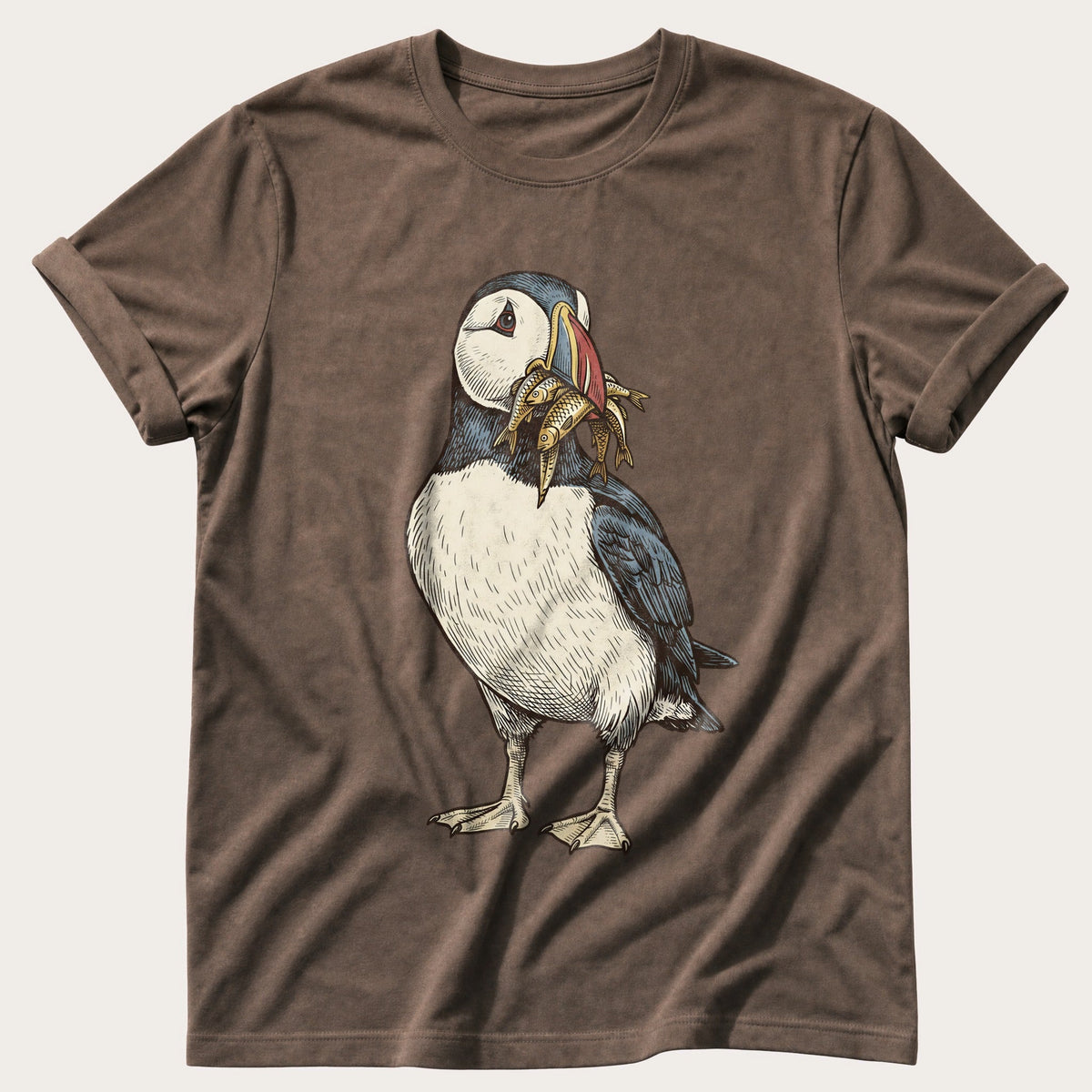 Puffin And Fish 12 — Espresso Comfort Colors tee