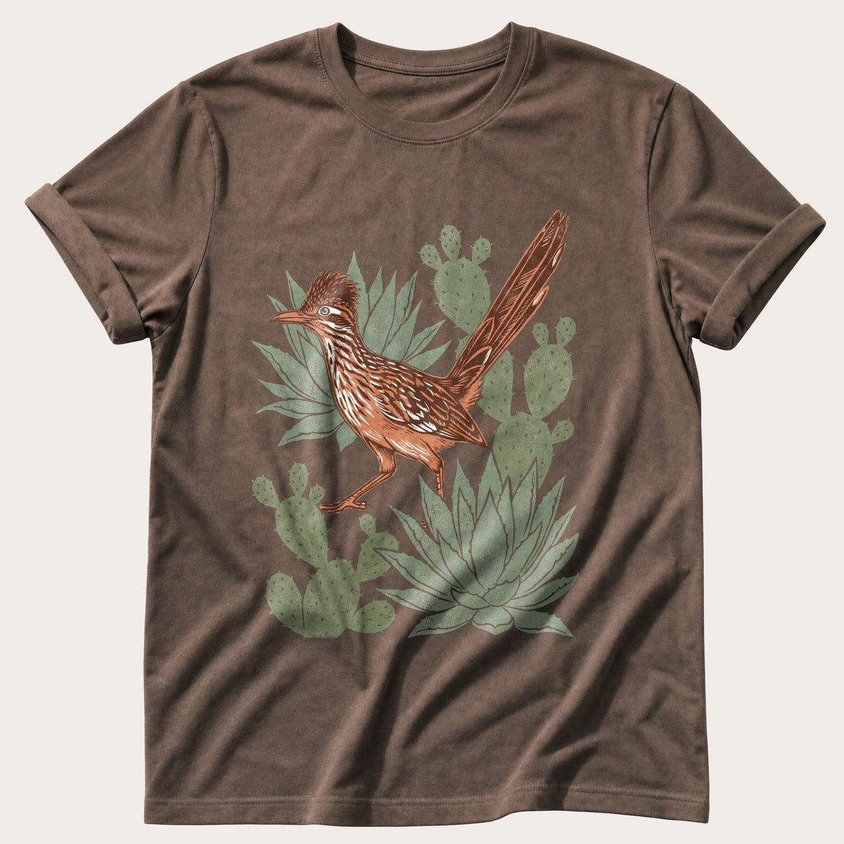 Roadrunner & Cactus — Espresso Comfort Colors tee