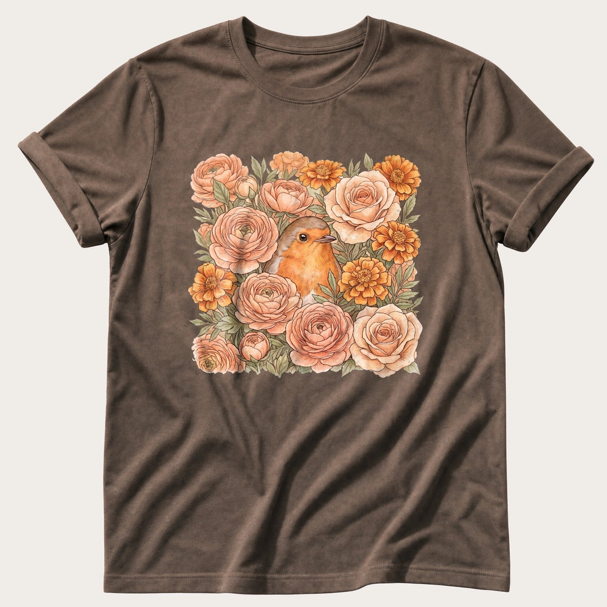 Robin Flower Bed 5 — Espresso Comfort Colors tee