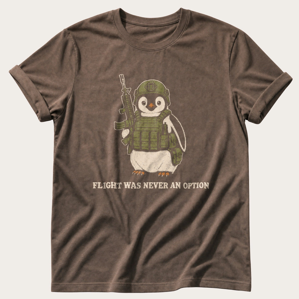 Rookie Penguin — Espresso Comfort Colors tee