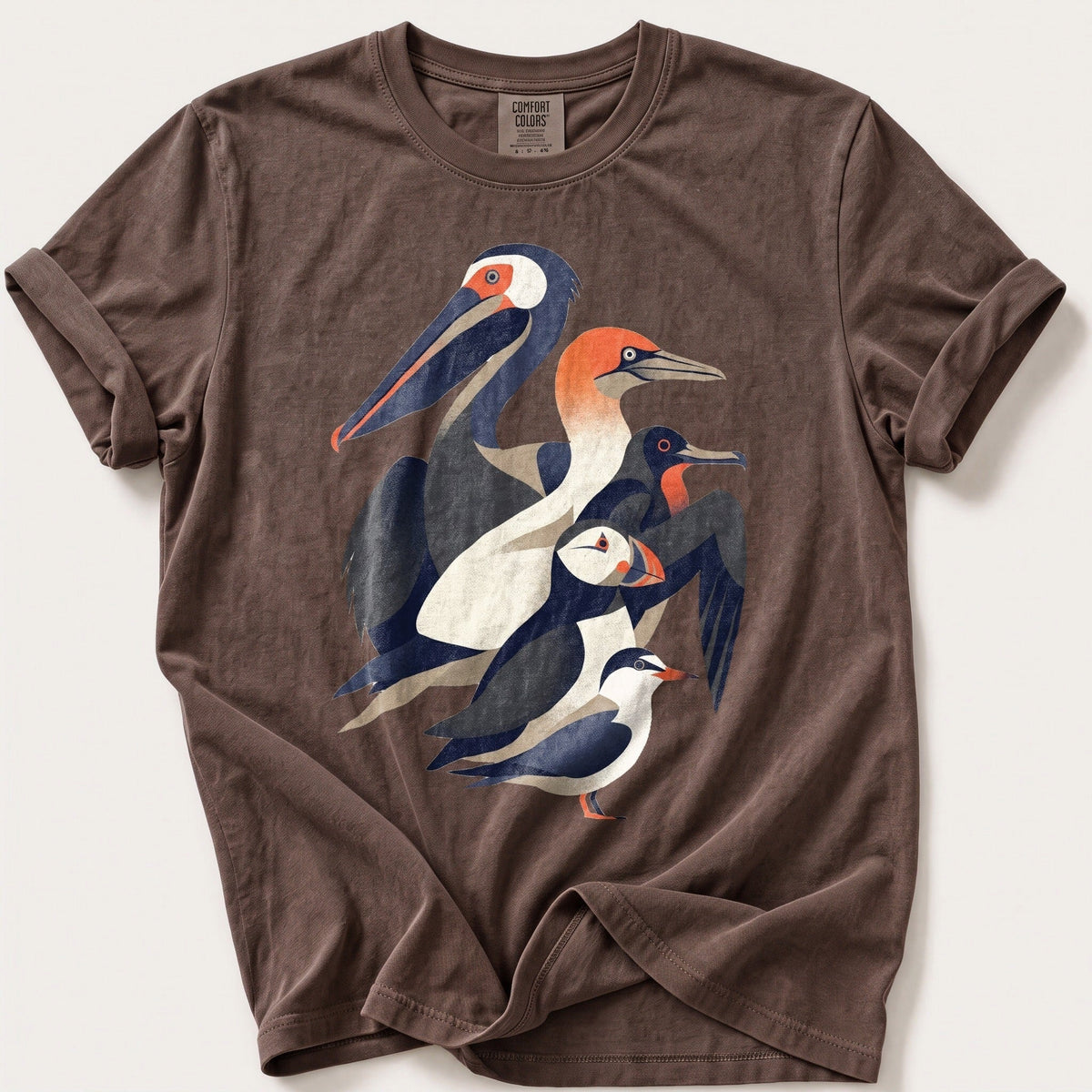 Seabird Breeds 55 — Espresso Comfort Colors tee