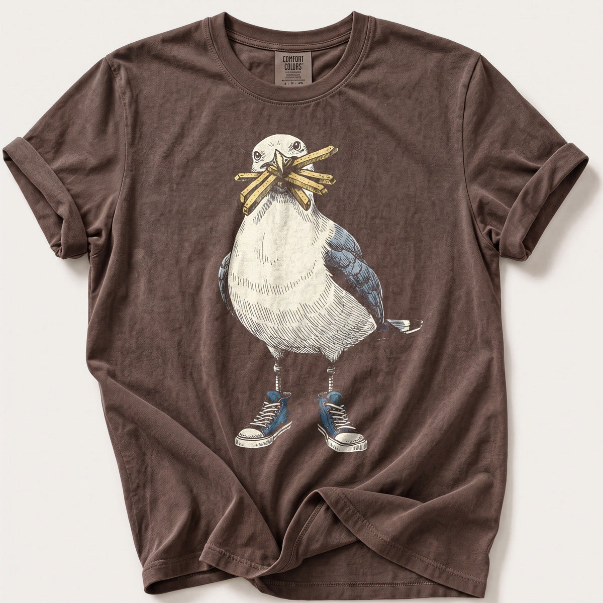 Seagull With Chips — Espresso Comfort Colors tee
