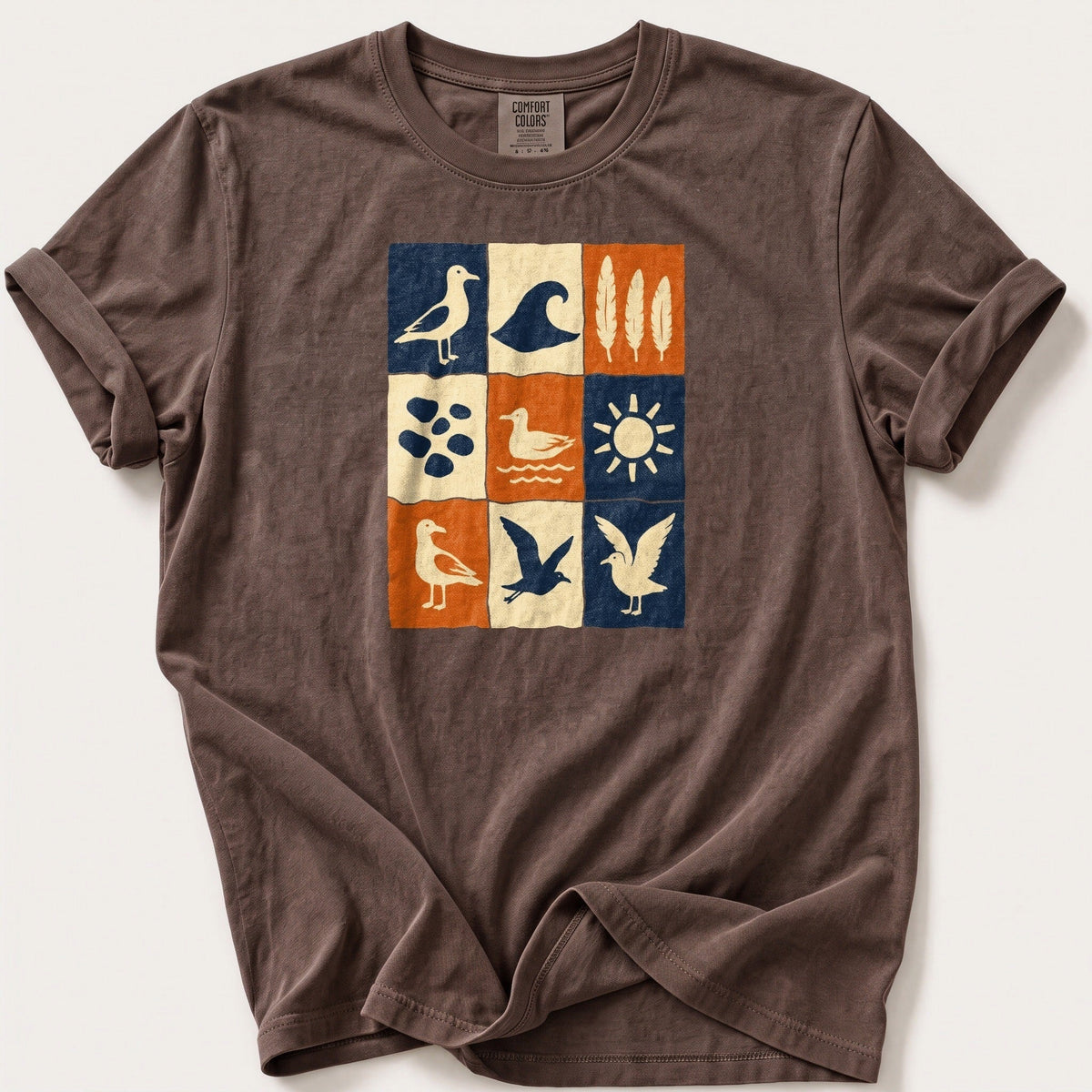 Seaside Block Print — Espresso Comfort Colors tee