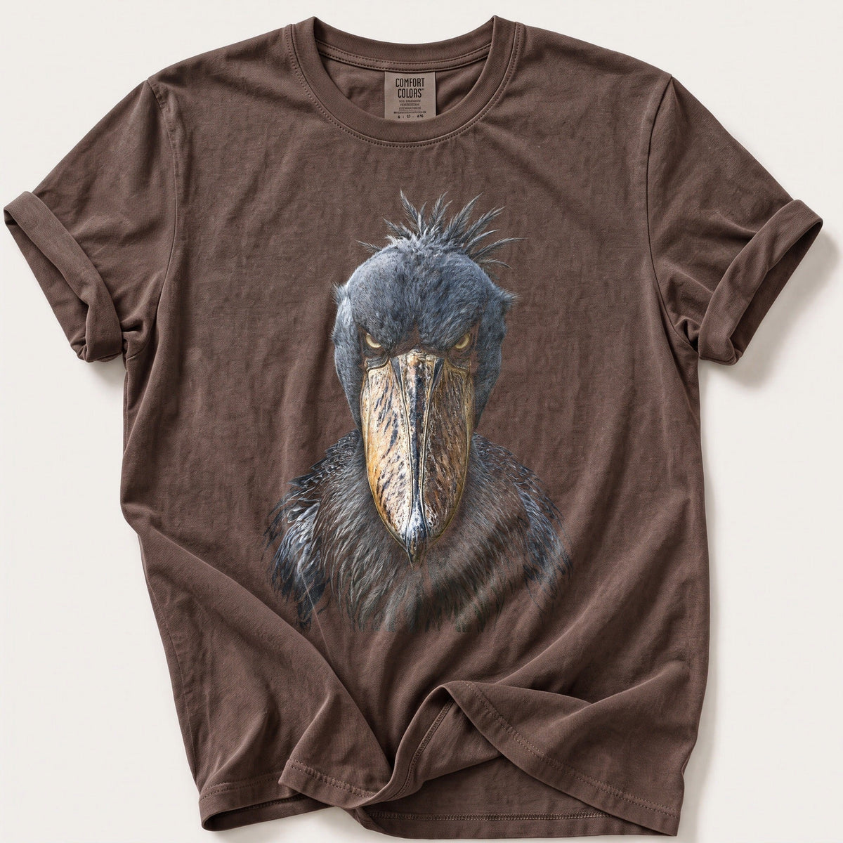 Shoebill Stare — Espresso Comfort Colors tee