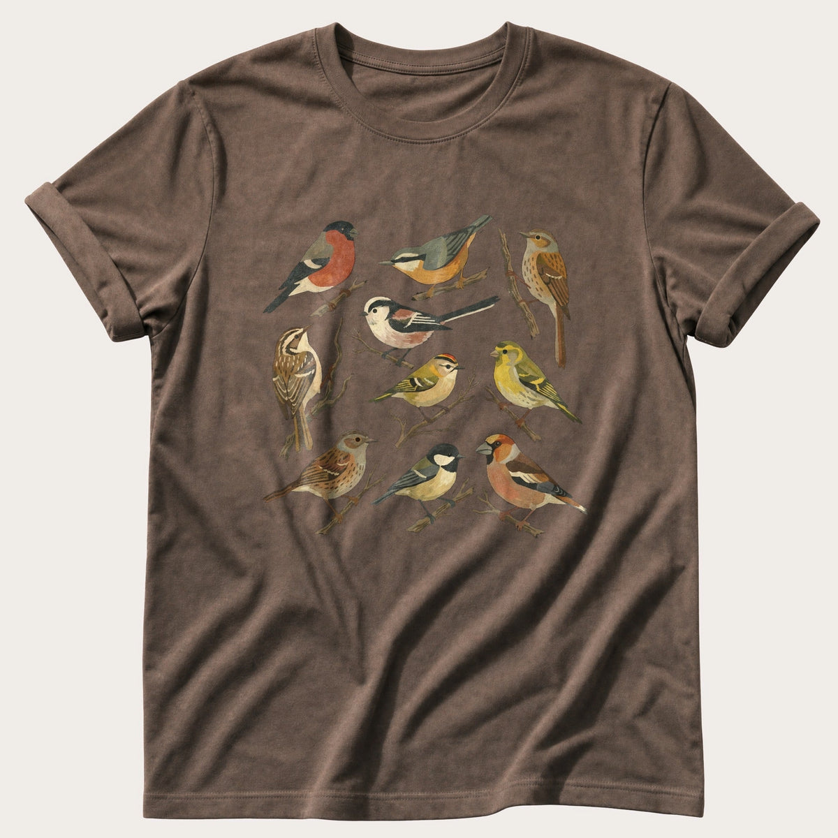Small Wild Bird Flock — Espresso Comfort Colors tee