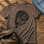 Tilted Head Owl 11 — Espresso Comfort Colors tee