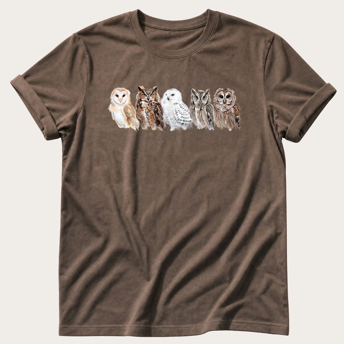 Watercolour Owls — Espresso Comfort Colors tee