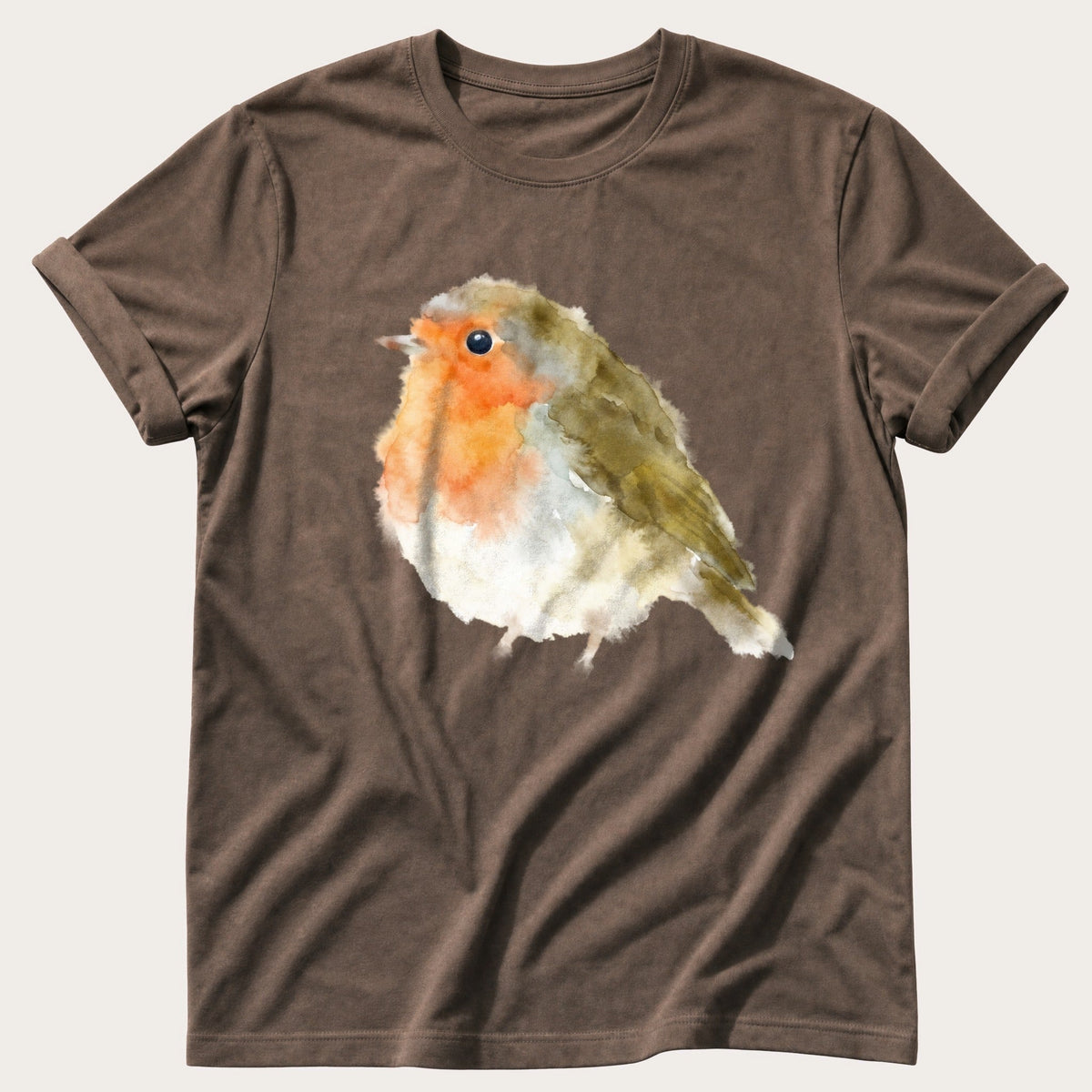 Watercolour Robin — Espresso Comfort Colors tee