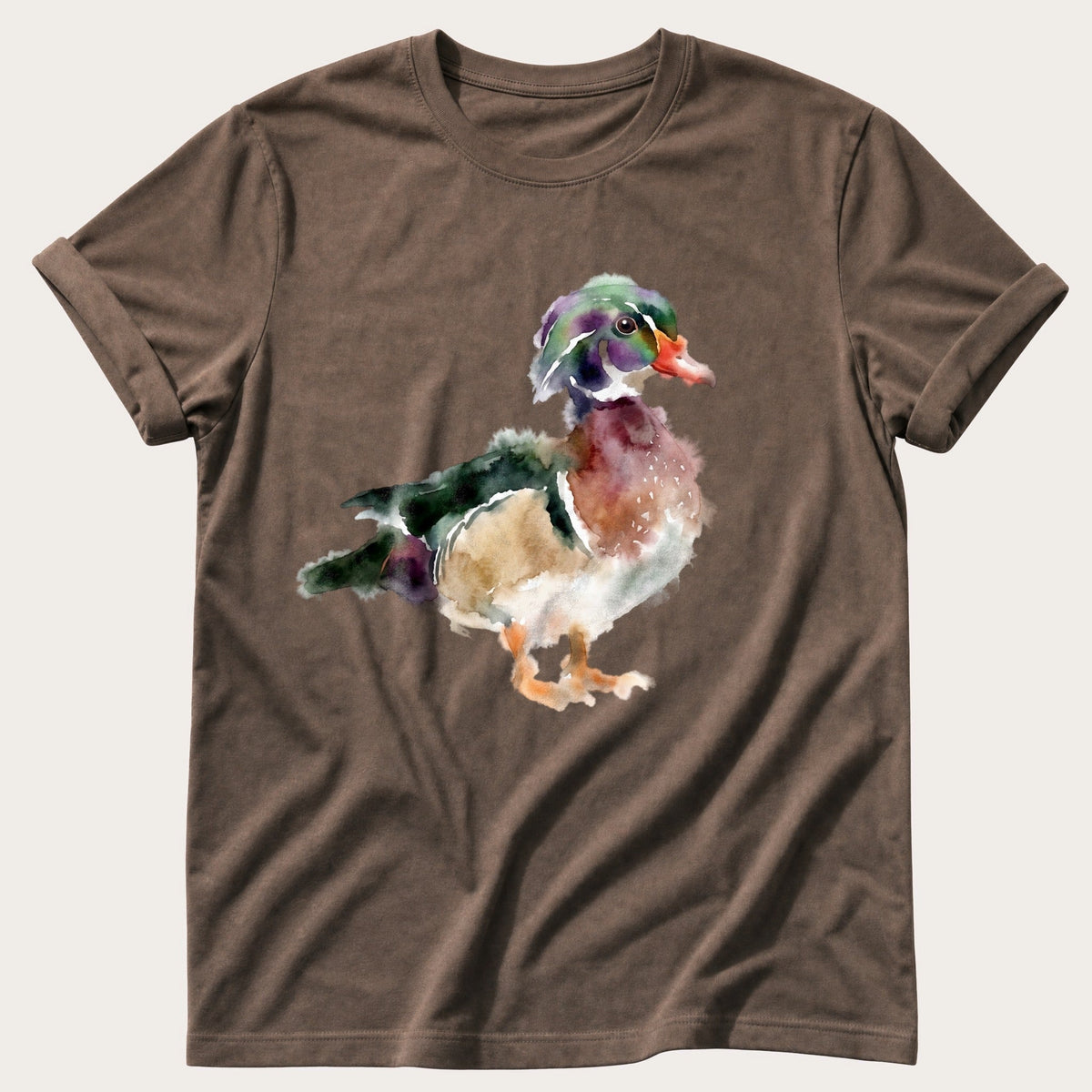 Watercolour Wood Duck — Espresso Comfort Colors tee
