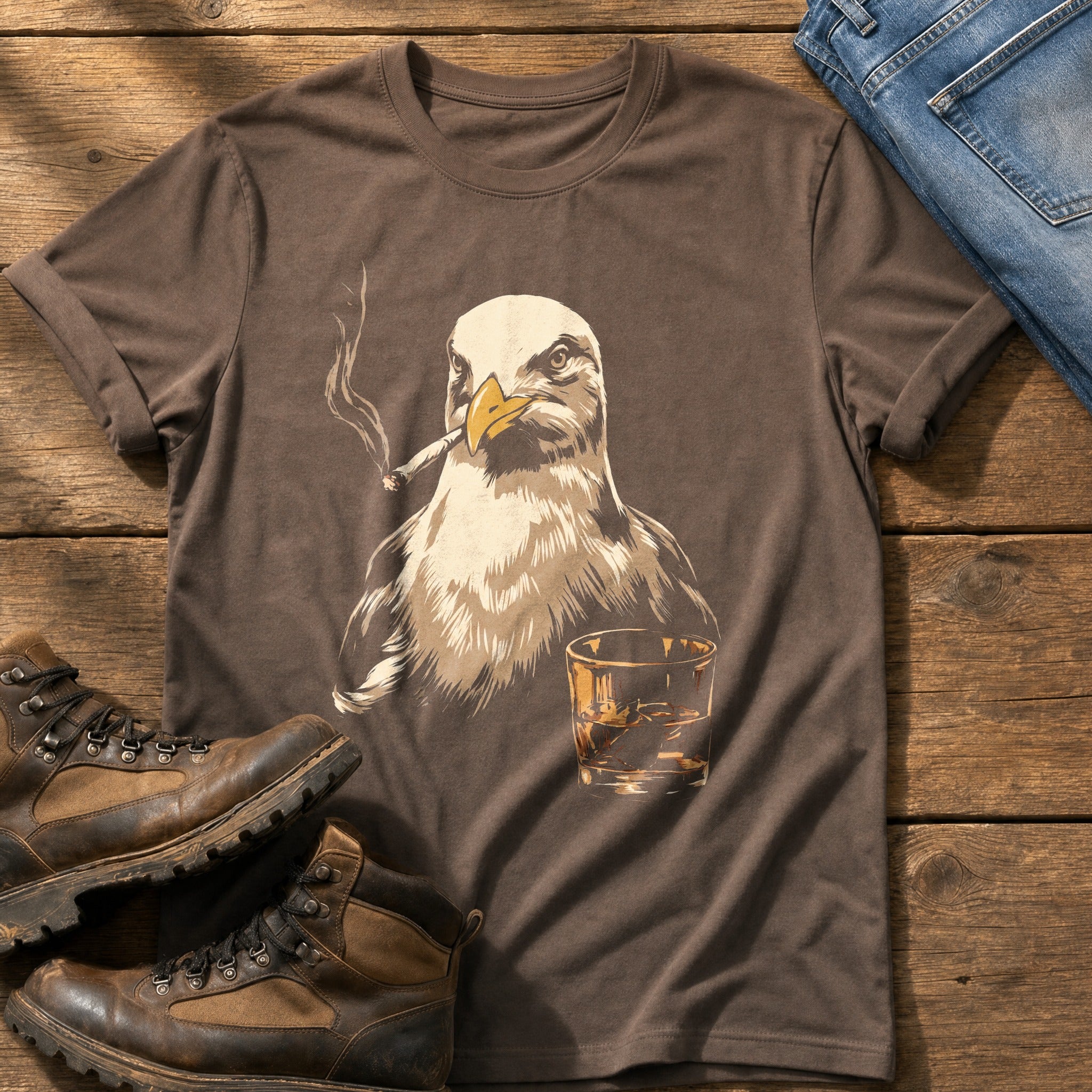 Whisky-faced Gull — Espresso Comfort Colors tee