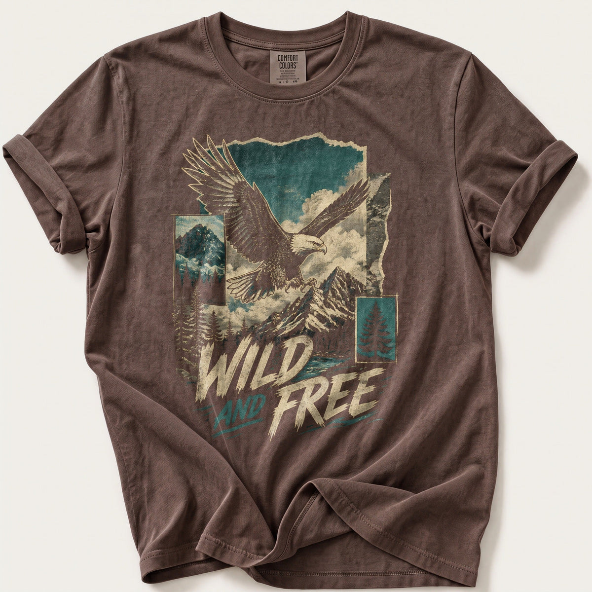 Wild And Free Eagle — Espresso Comfort Colors tee