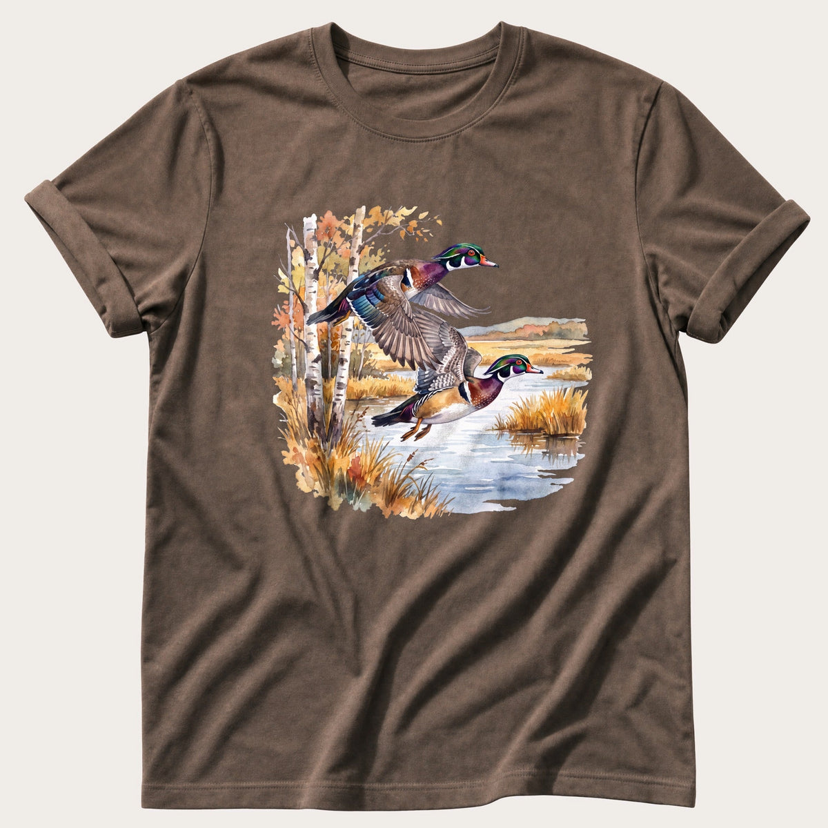 Wood Ducks At The Marsh — Espresso Comfort Colors tee