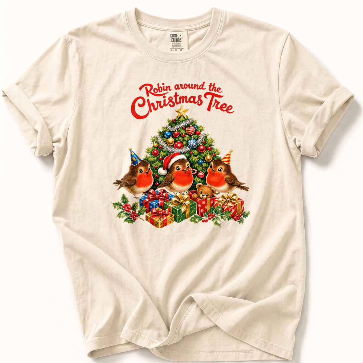 Robin Around The Christmas Tree Comfort Colors® Tee