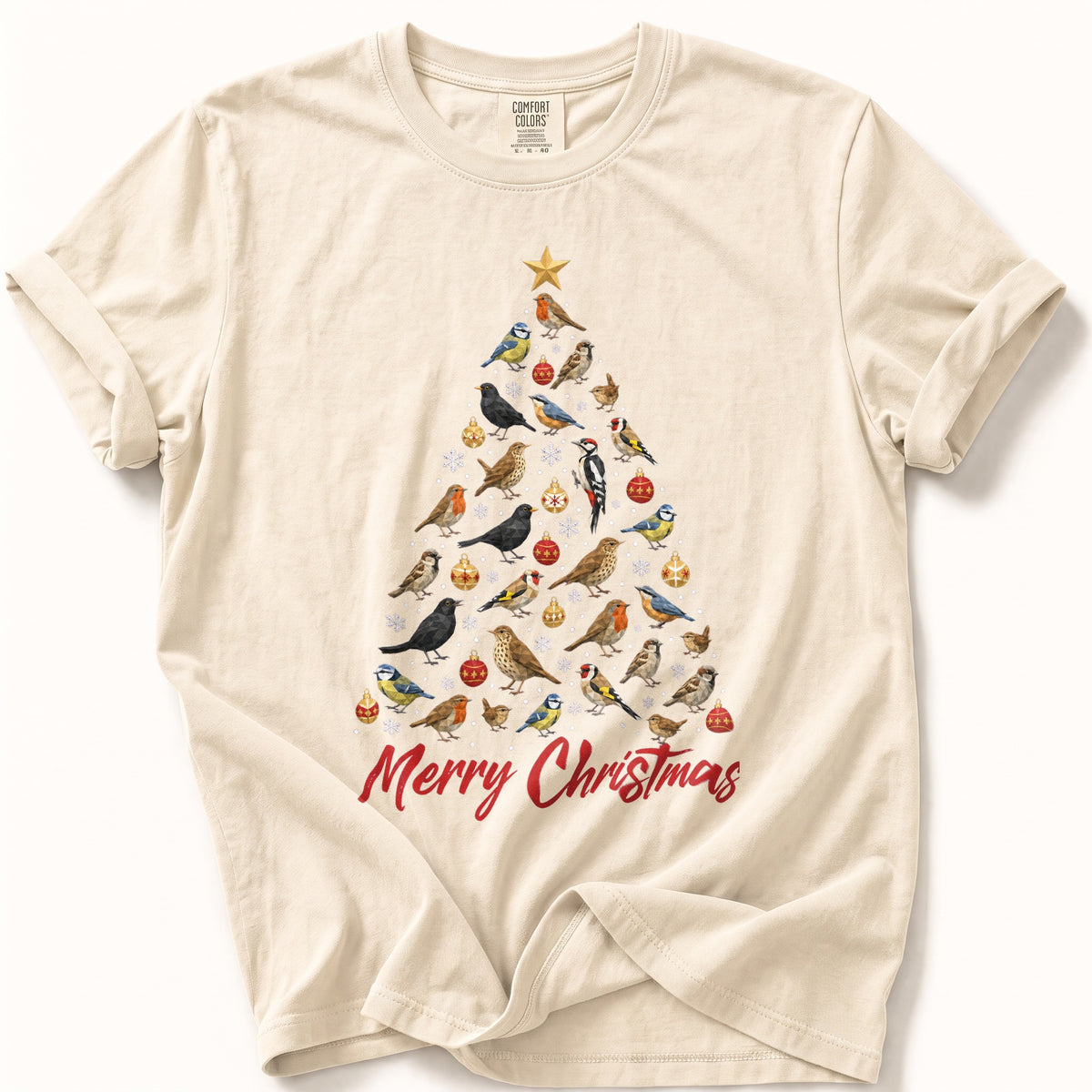 Snowy Bird Christmas Tree Comfort Colors® Tee