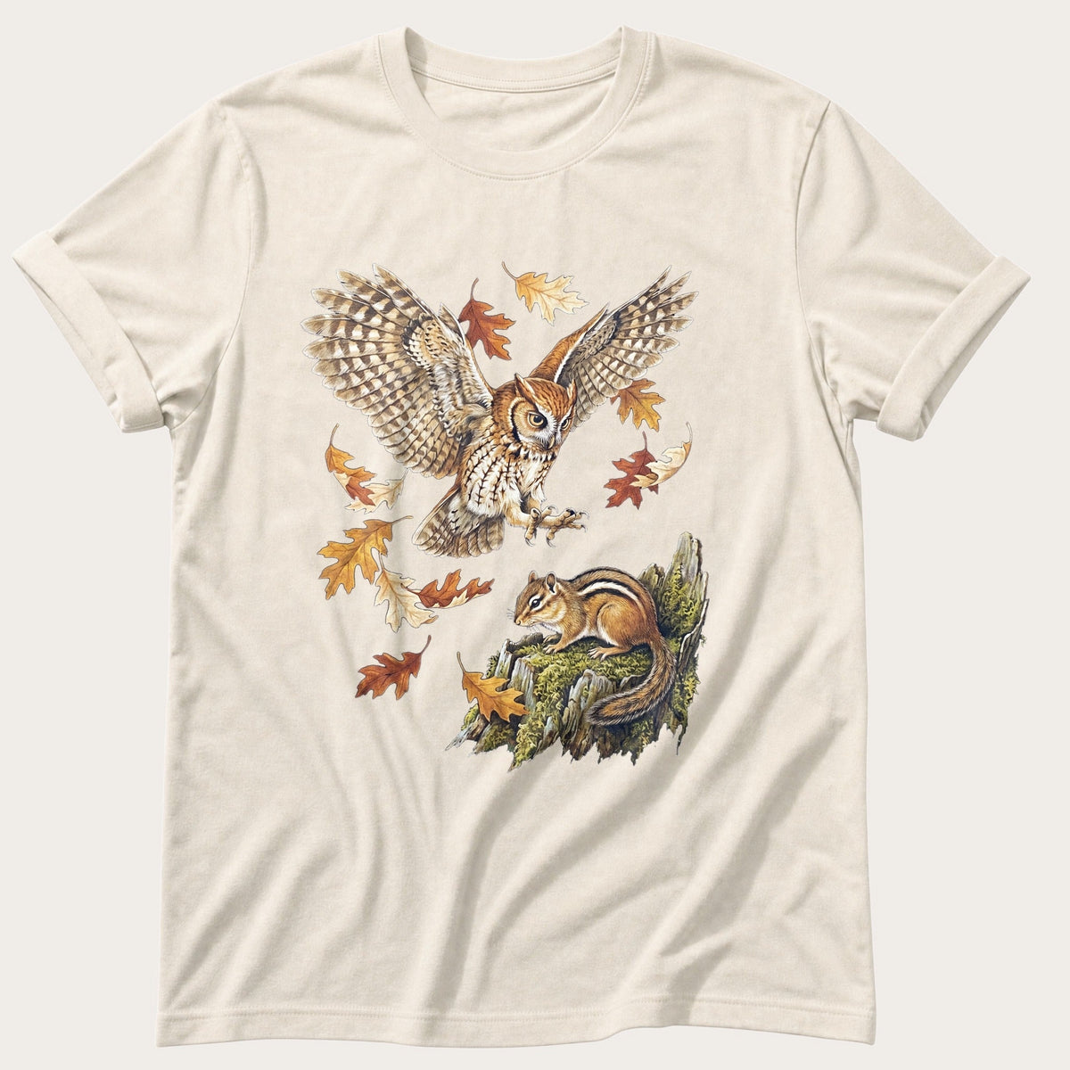 Autumn Screech Owl — Ivory Comfort Colors tee
