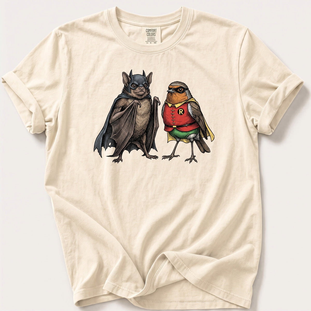 Bat N Robin 11 — Ivory Comfort Colors tee