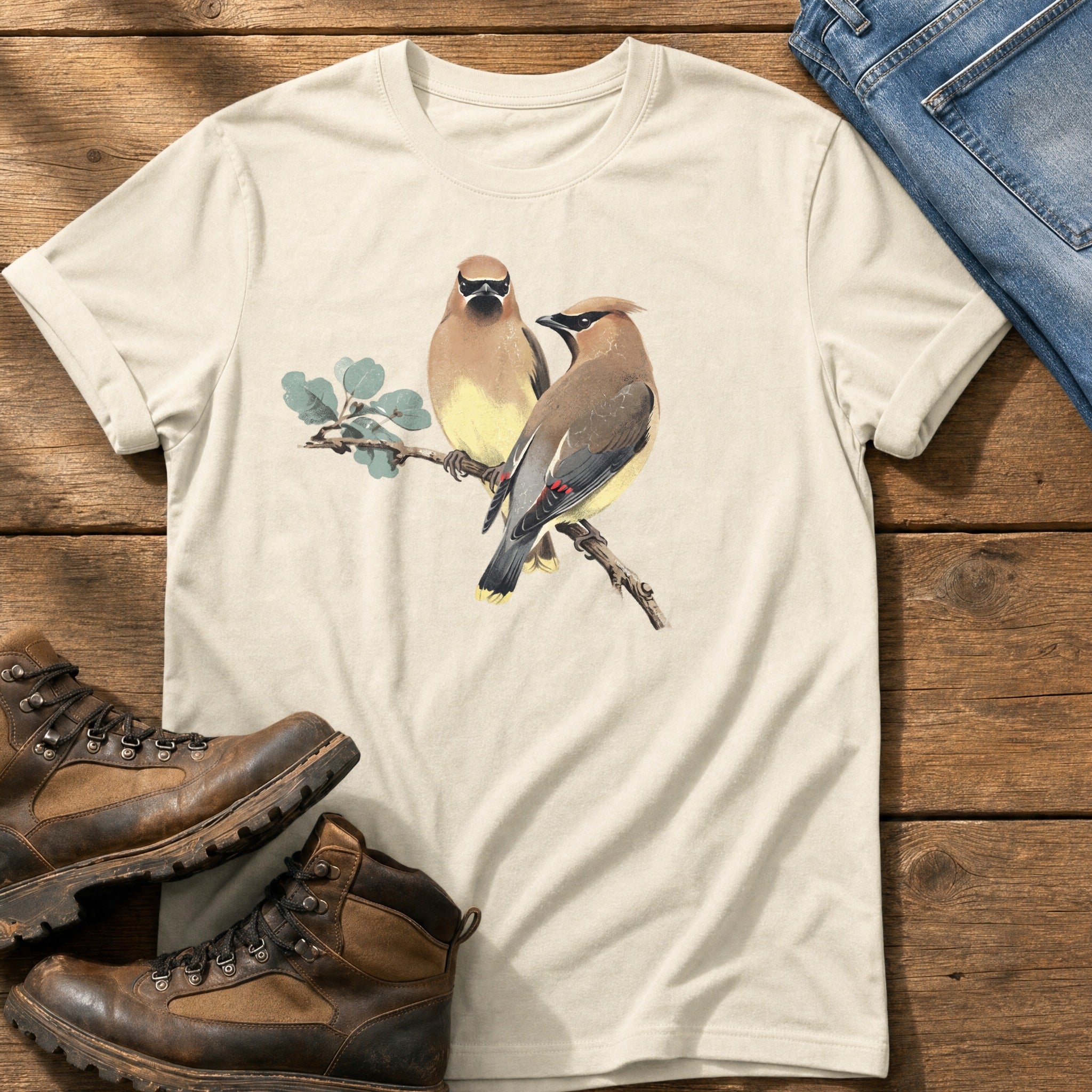 Cedar Waxwing On A Branch — Ivory Comfort Colors tee