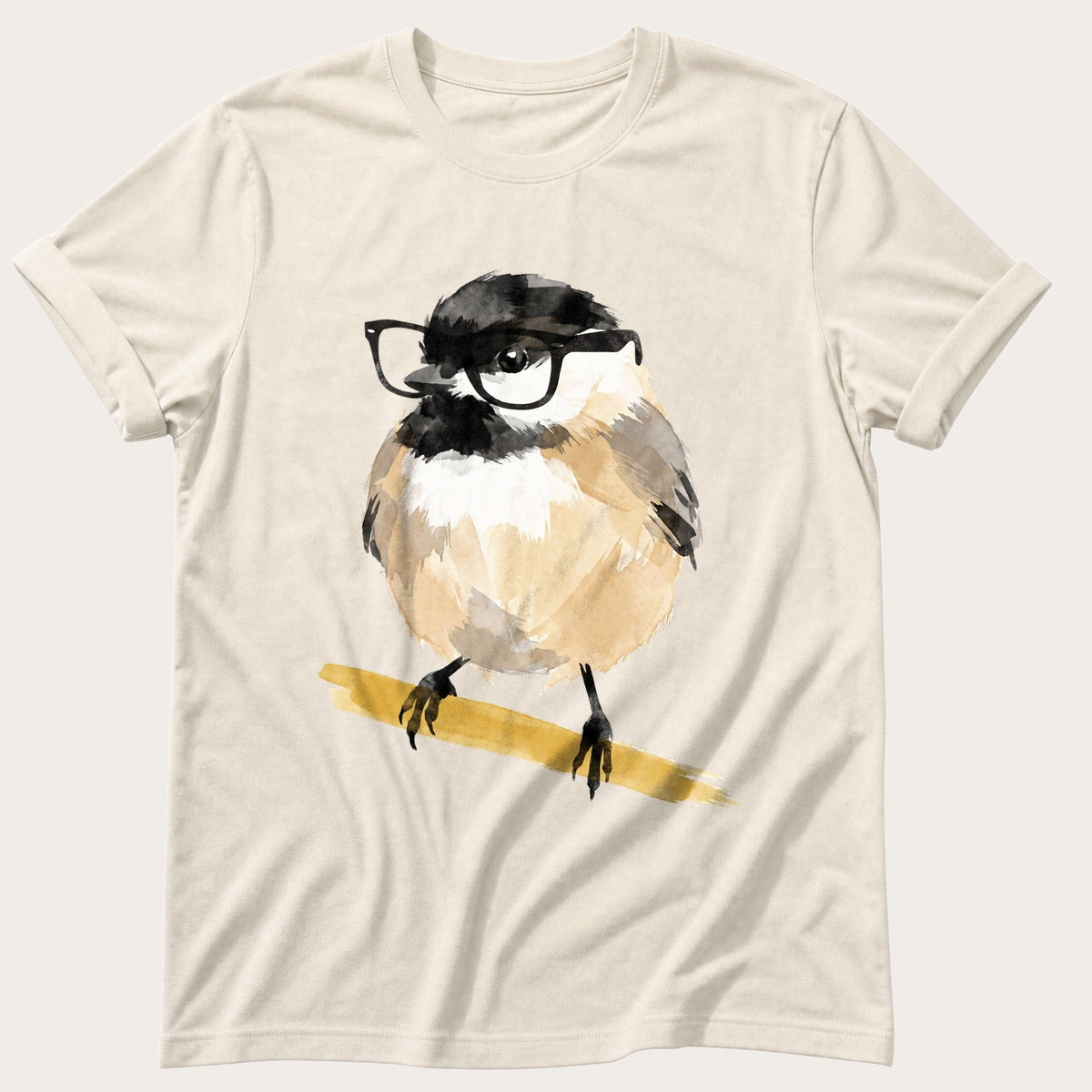 Chickadee In Glasses — Ivory Comfort Colors tee