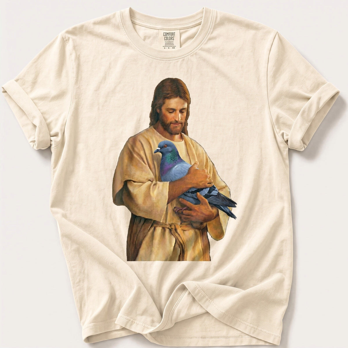 Christ With Pigeon 4 — Ivory Comfort Colors tee