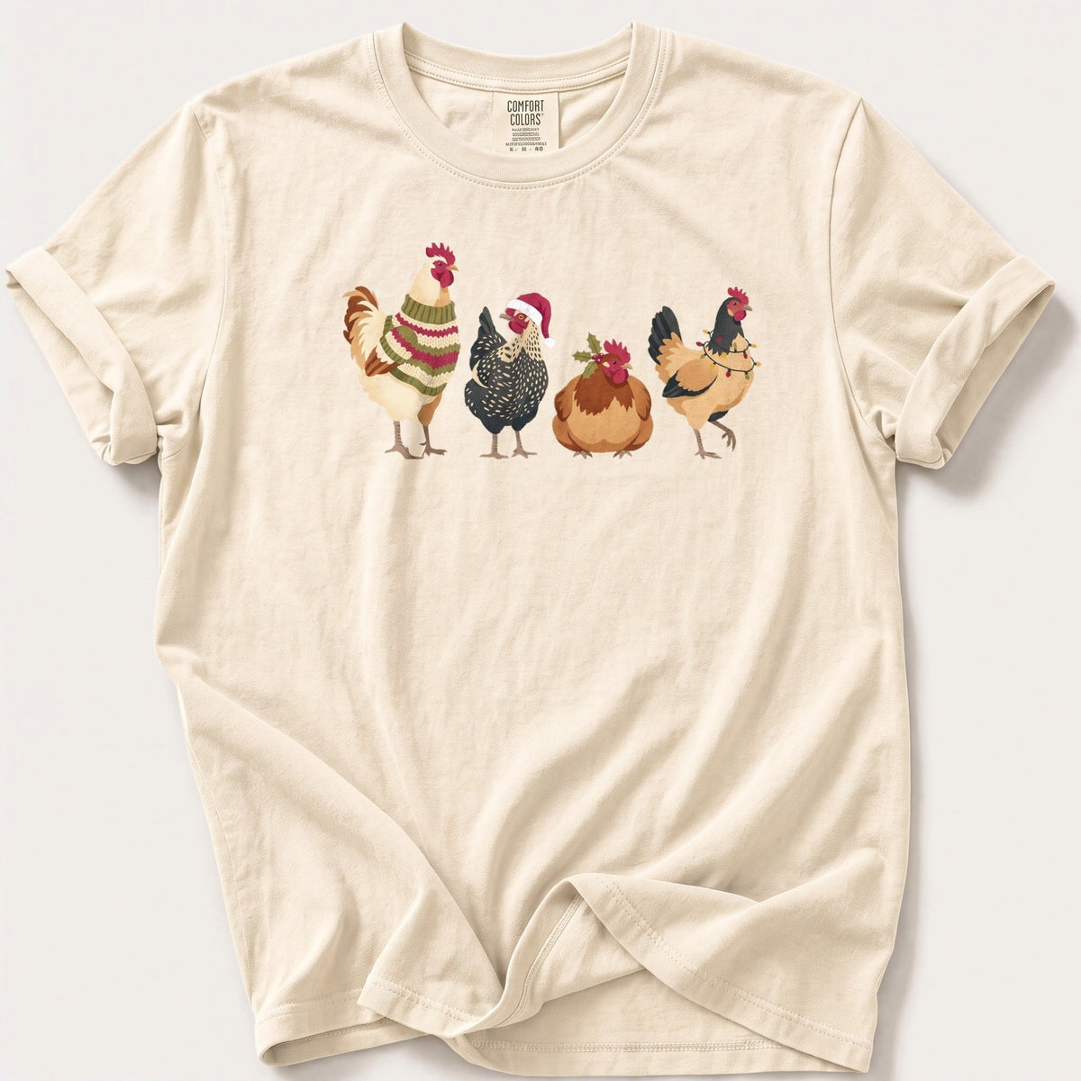Festive Hen Line Up — Ivory Comfort Colors tee