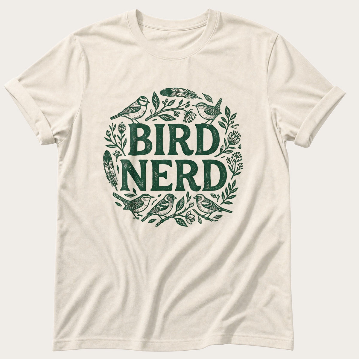 Floral Bird Nerd — Ivory Comfort Colors tee