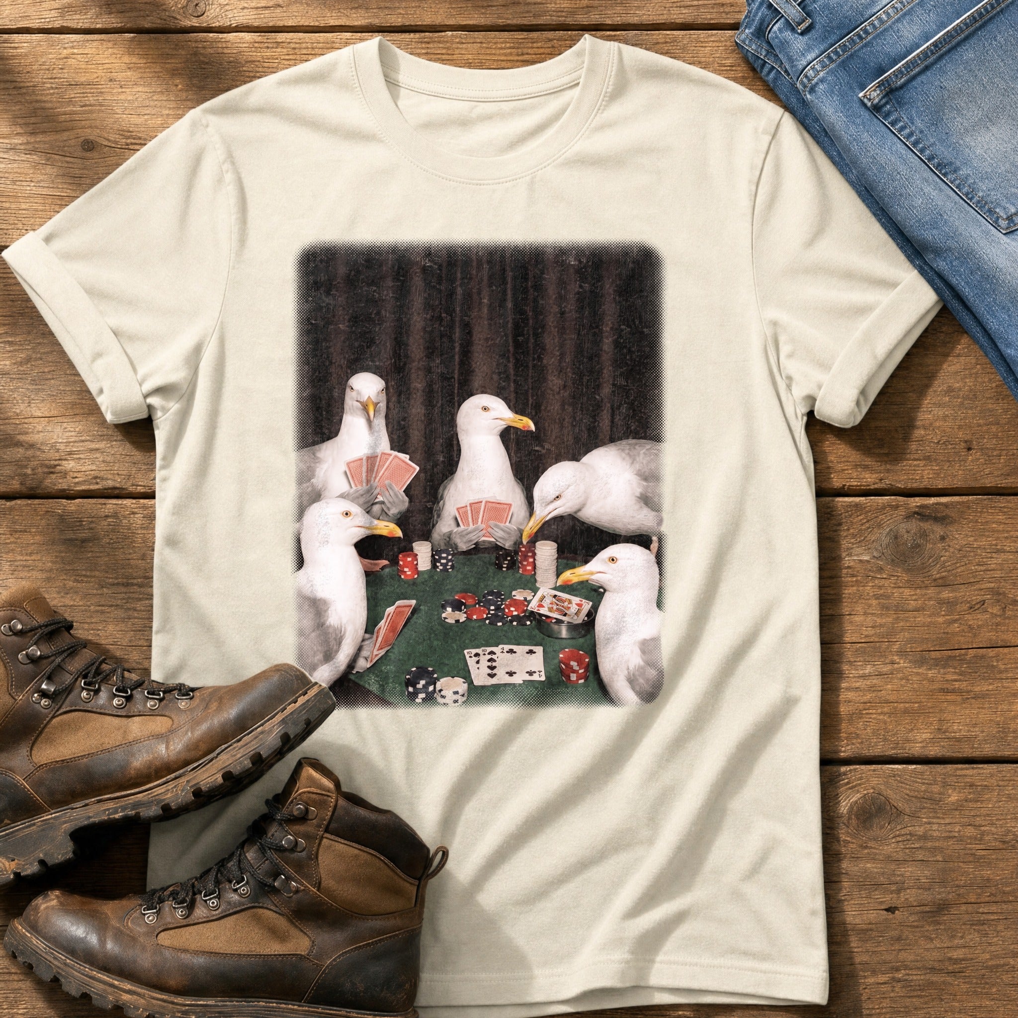 Gulls Playing Poker — Ivory Comfort Colors tee