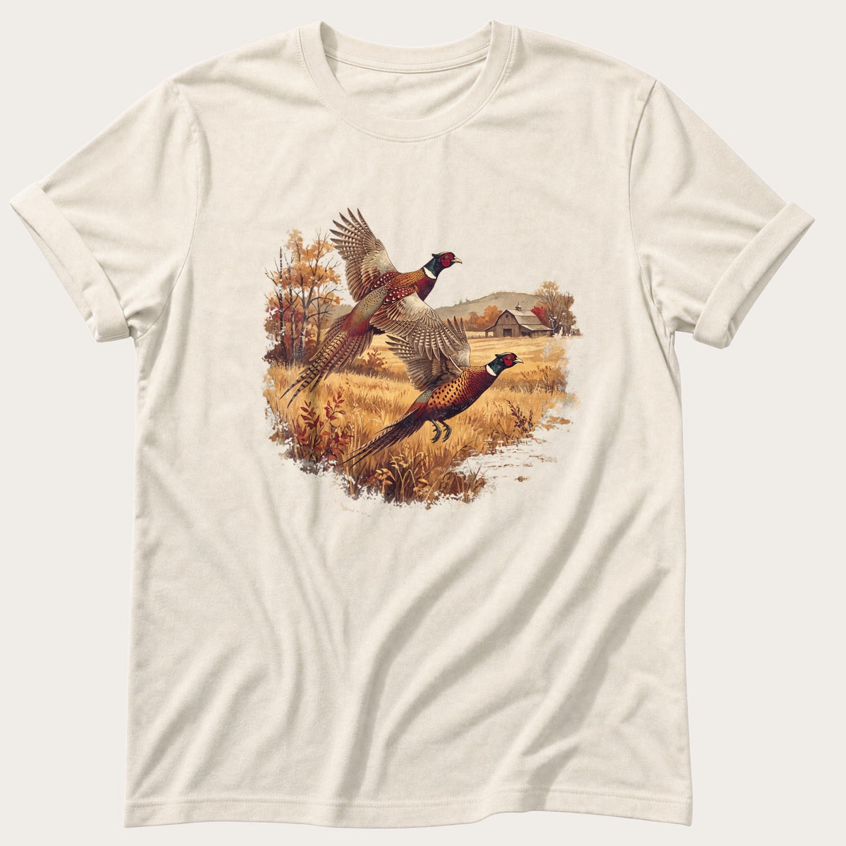 Pheasants Over The Farm — Ivory Comfort Colors tee