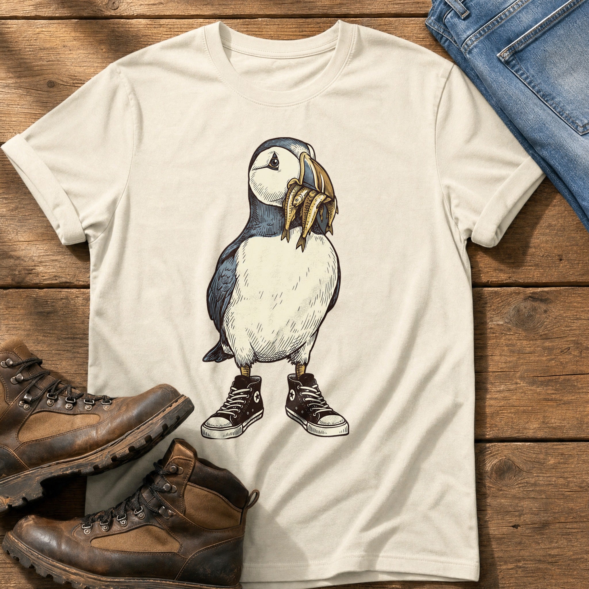 Puffin And Fish 77 — Ivory Comfort Colors tee